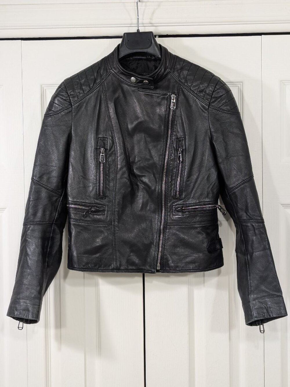 Joop! Women's Black Leather Jacket Biker style